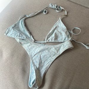 437 blue bikini with flowers